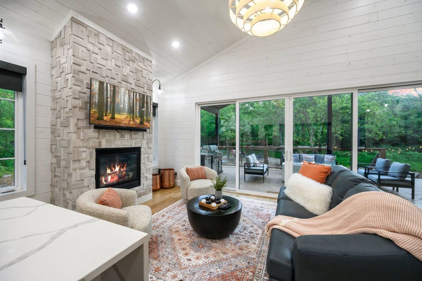 Chic design, plush comfort, and a fireplace that welcomes you home.