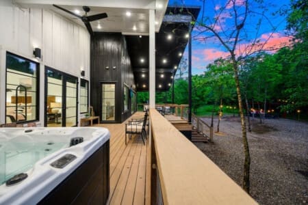 Wind down the day with a soak under the stars.