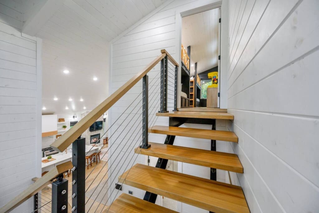 Follow the stairs to cozy cabin memories