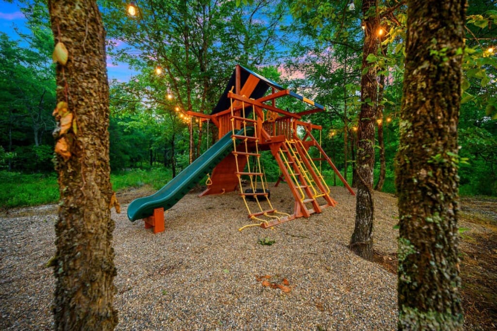 A backyard playground where imaginations climb, slide, and swing wild and free.