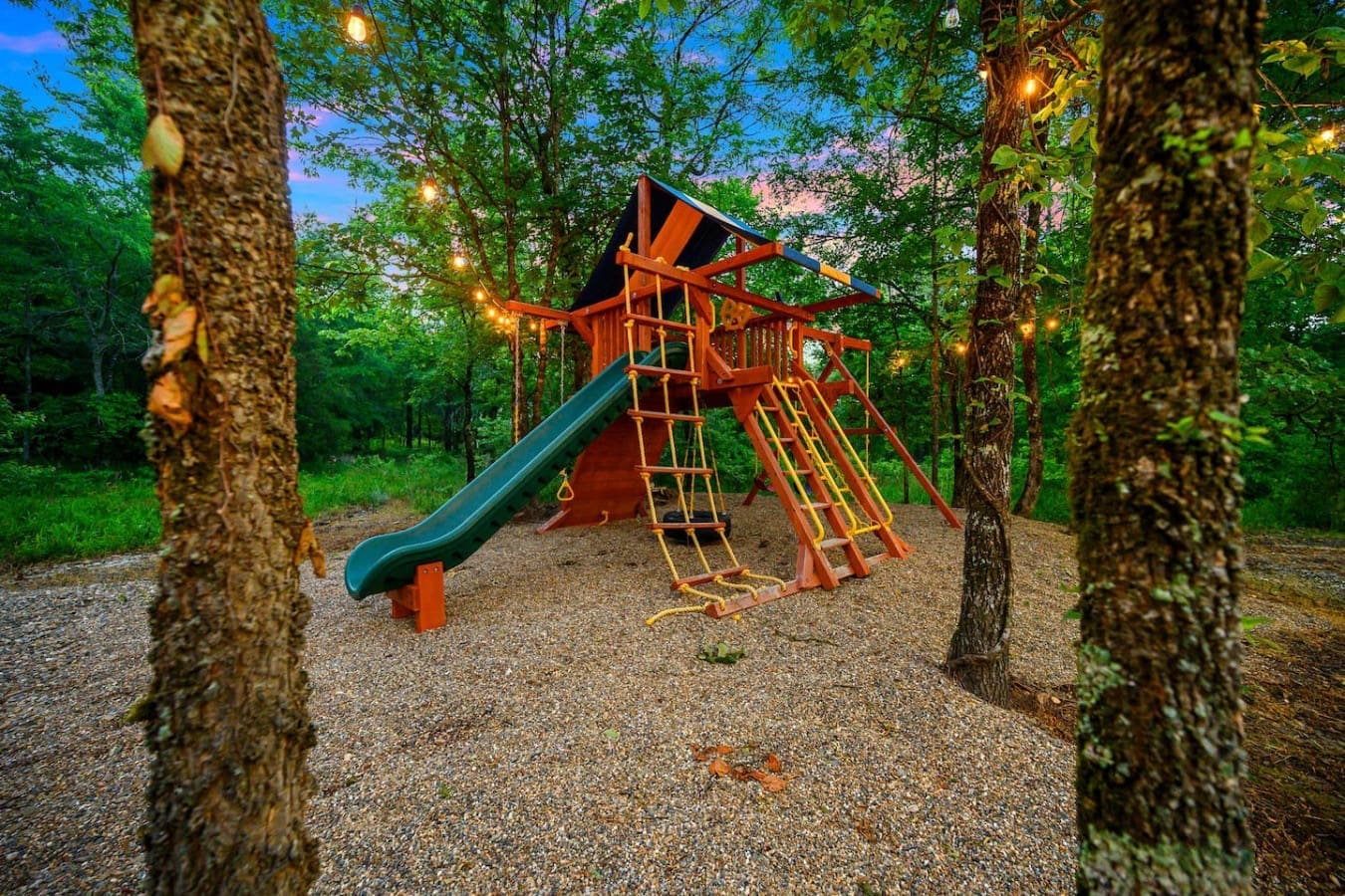 A backyard playground where imaginations climb, slide, and swing wild and free.