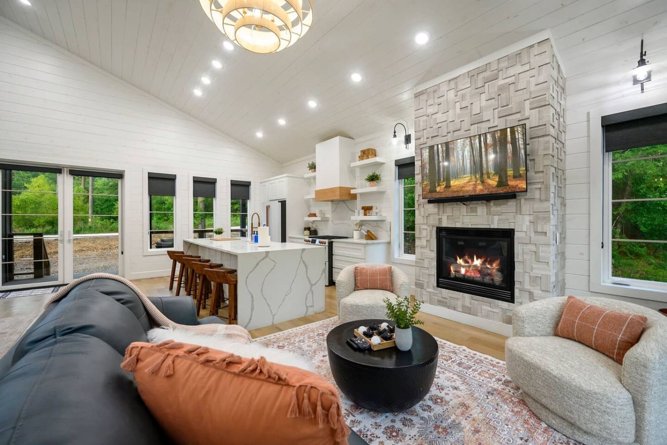 Soaring ceilings, modern touches, and a fireplace that invites you to linger a little longer.