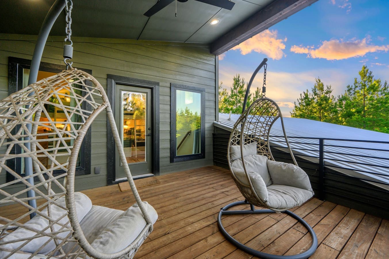 That egg chair and this view? Match made in forest heaven.