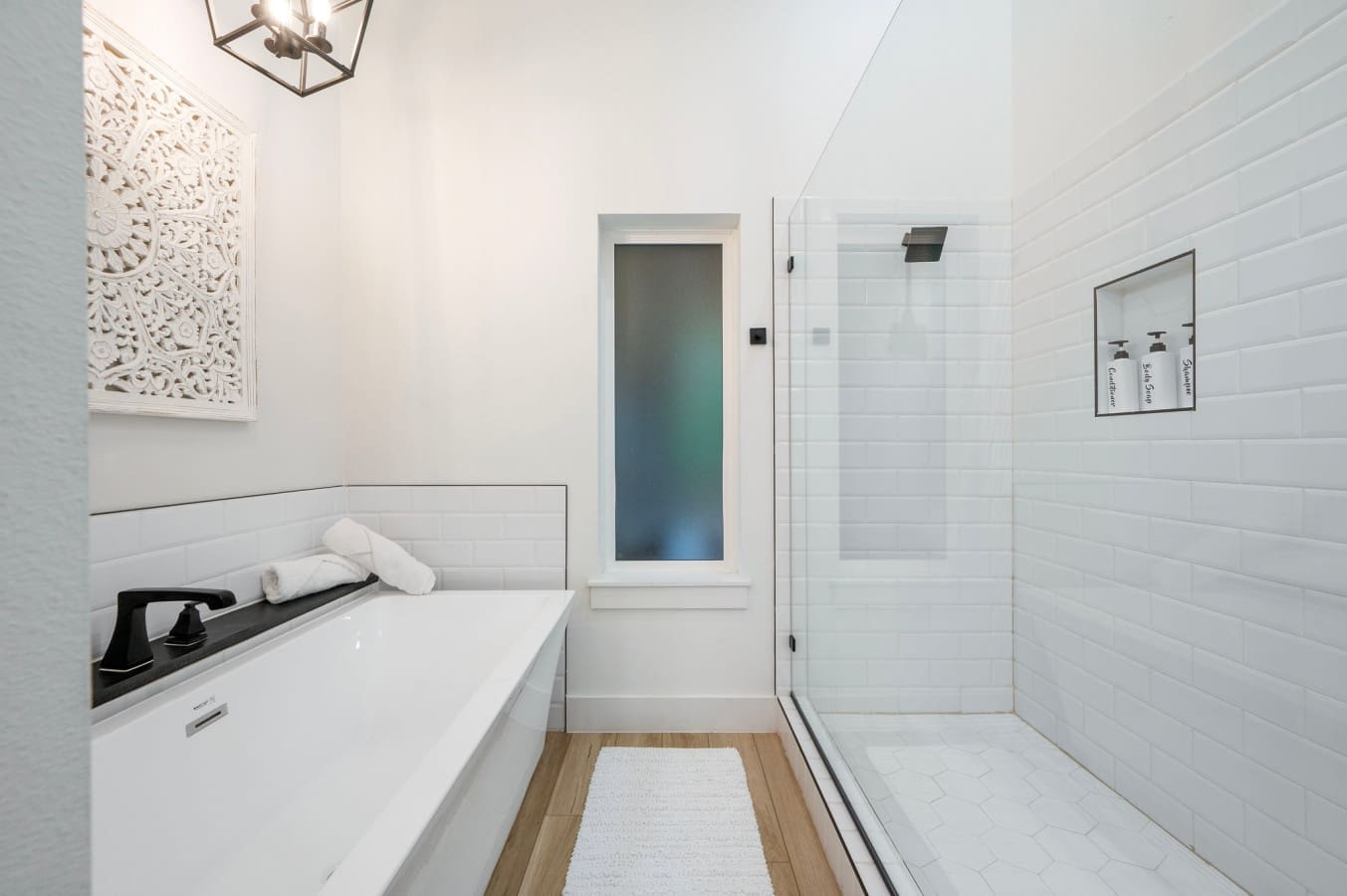 Start your day with a steamy shower or wind down with a warm soak
