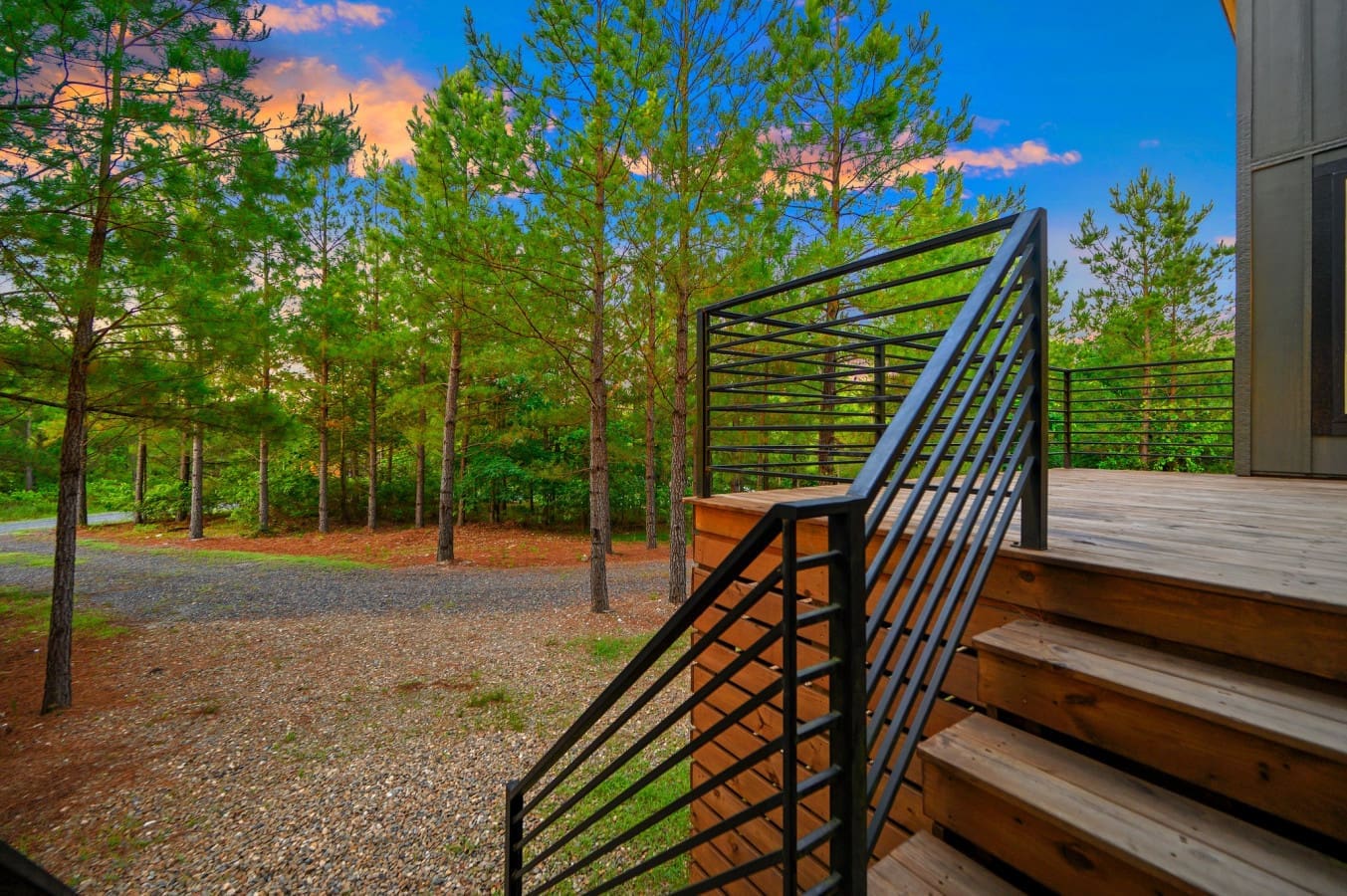 Golden skies and peaceful pines, right from your deck.