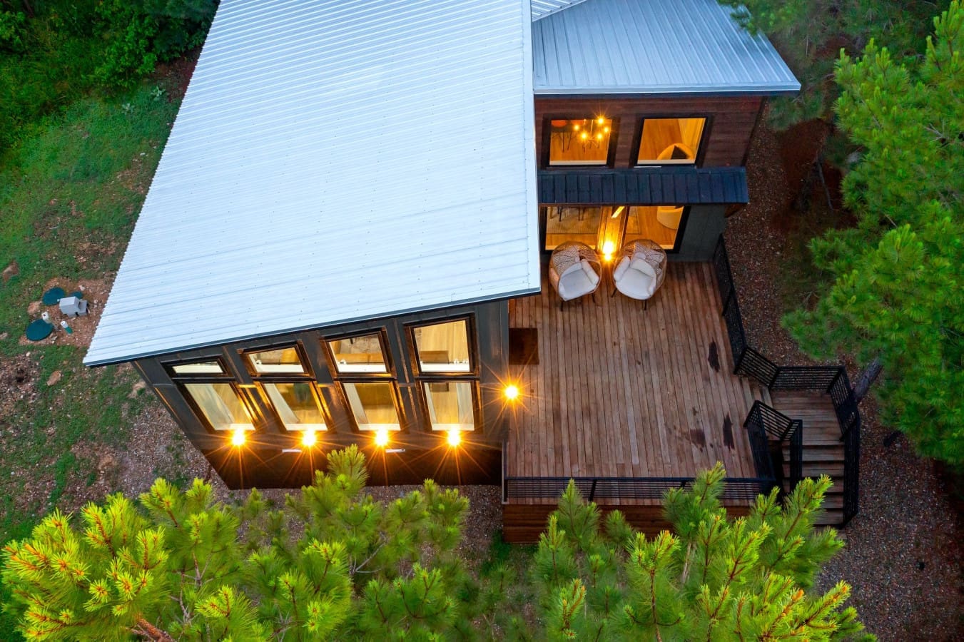 Spacious deck. Serene forest. Starry skies incoming.