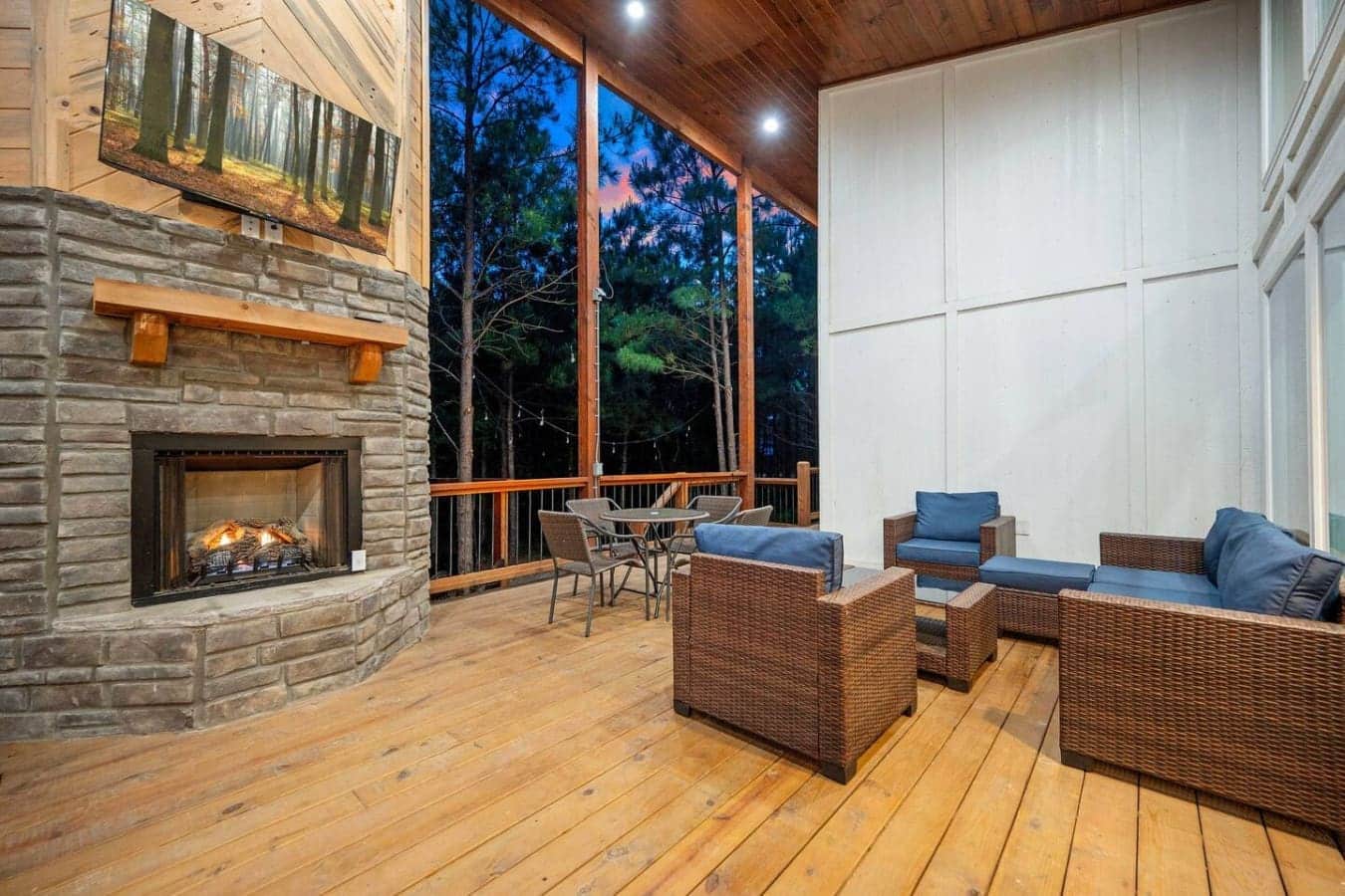 Turn on the fire, kick back, and let the forest do the rest.