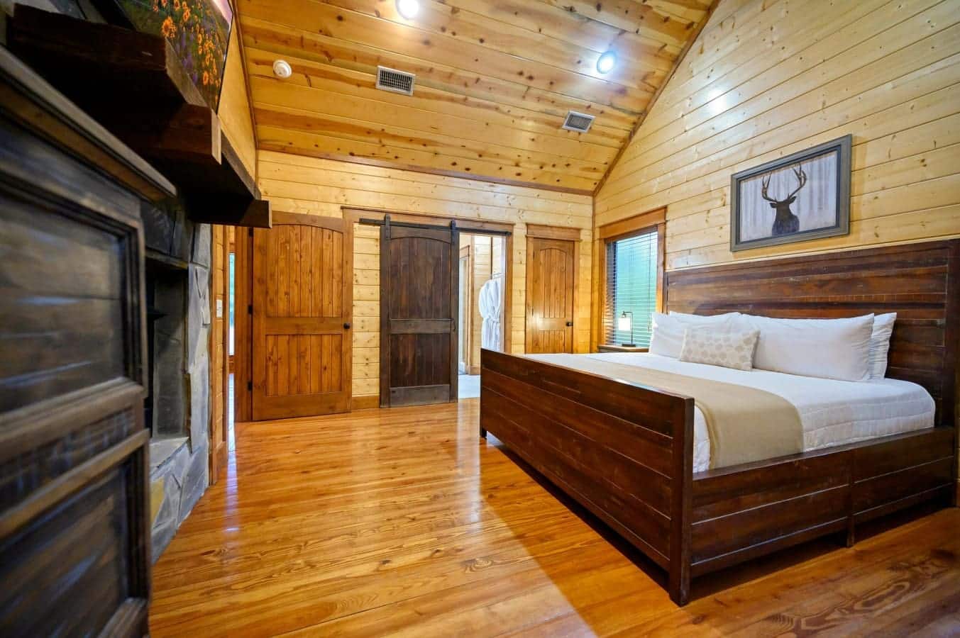Wake up refreshed in these warm, inviting sleeping spaces.