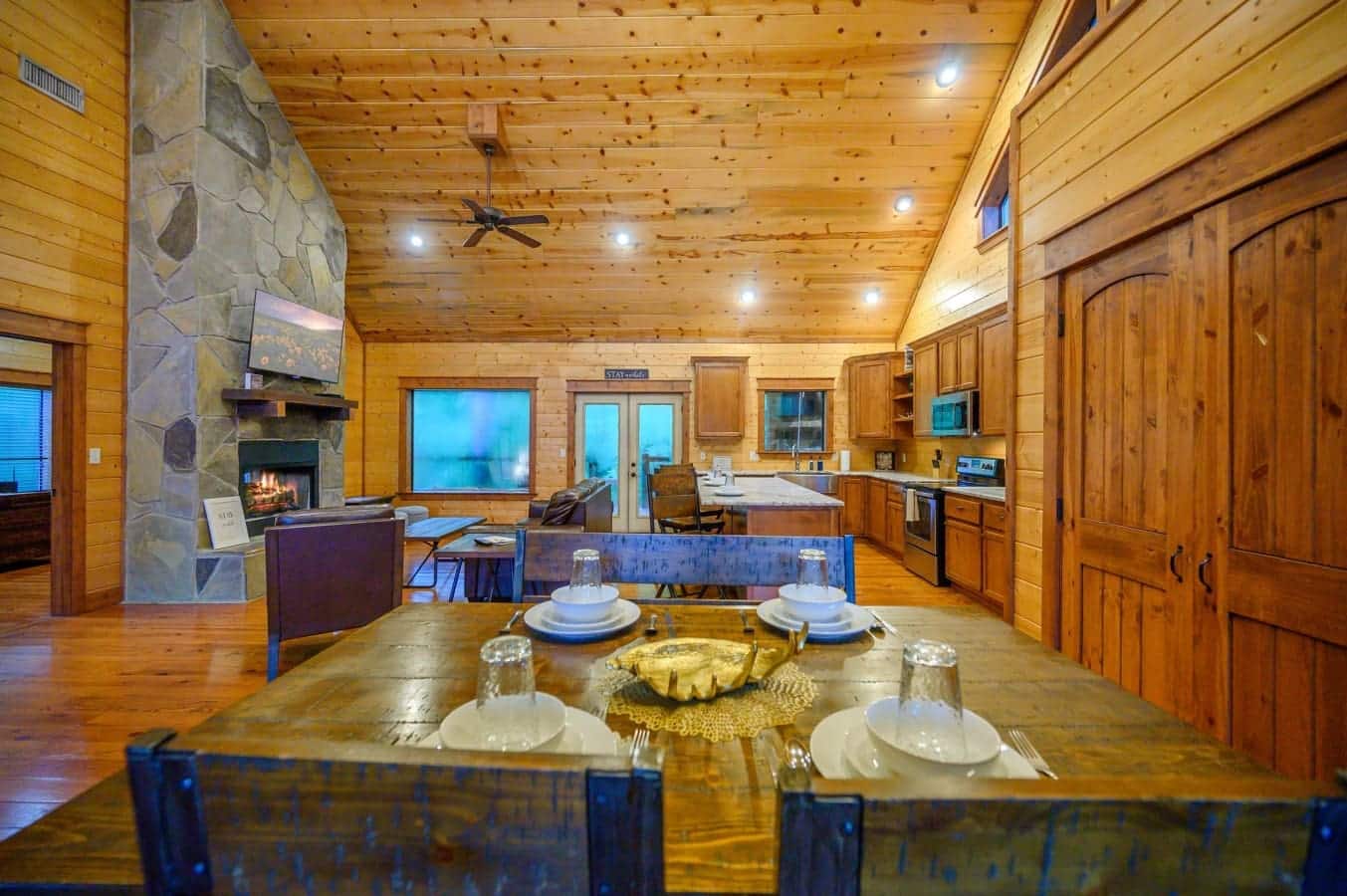 Large dining table perfect for sharing meals and stories.