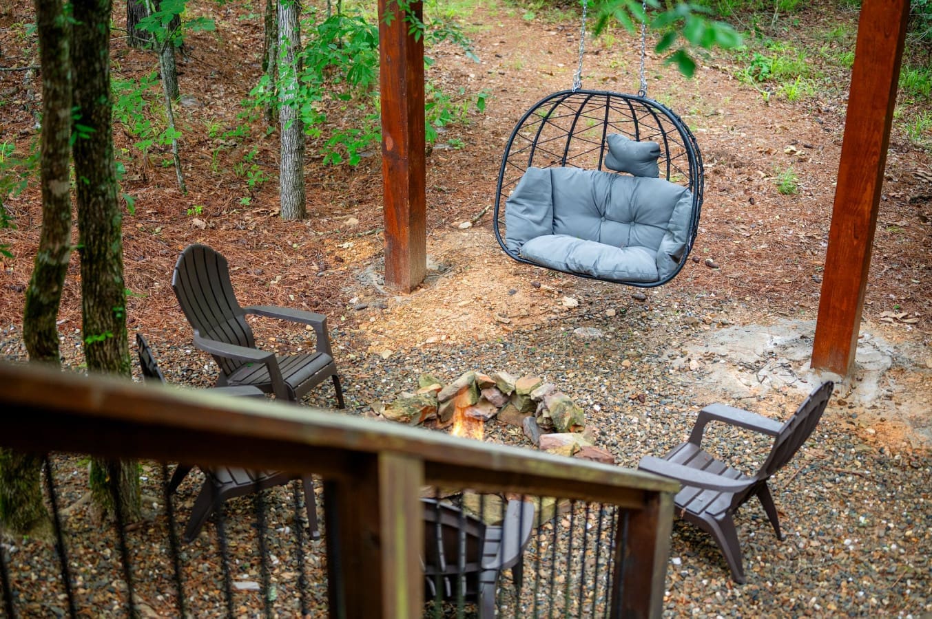 The cabin exterior blends beautifully into its natural surroundings.