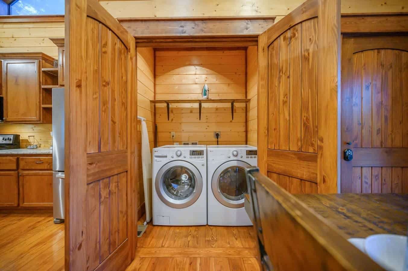 In-cabin washer and dryer for your convenience.