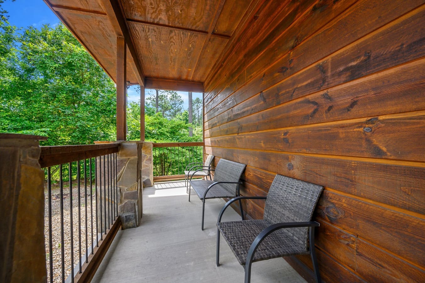 Comfortable seating on the patio invites you to sit back and enjoy the fresh air.