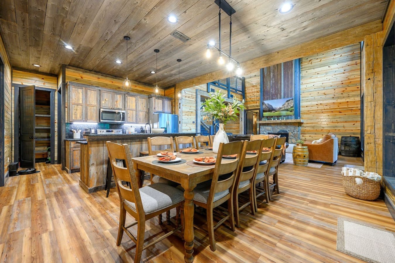From hearty breakfasts to late-night laughs, the heart of the cabin starts here.From hearty breakfasts to late-night laughs, the heart of the cabin starts here.