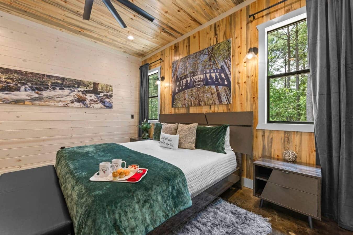 Wake up to forest views and rustic charm — your woodland sanctuary awaits.