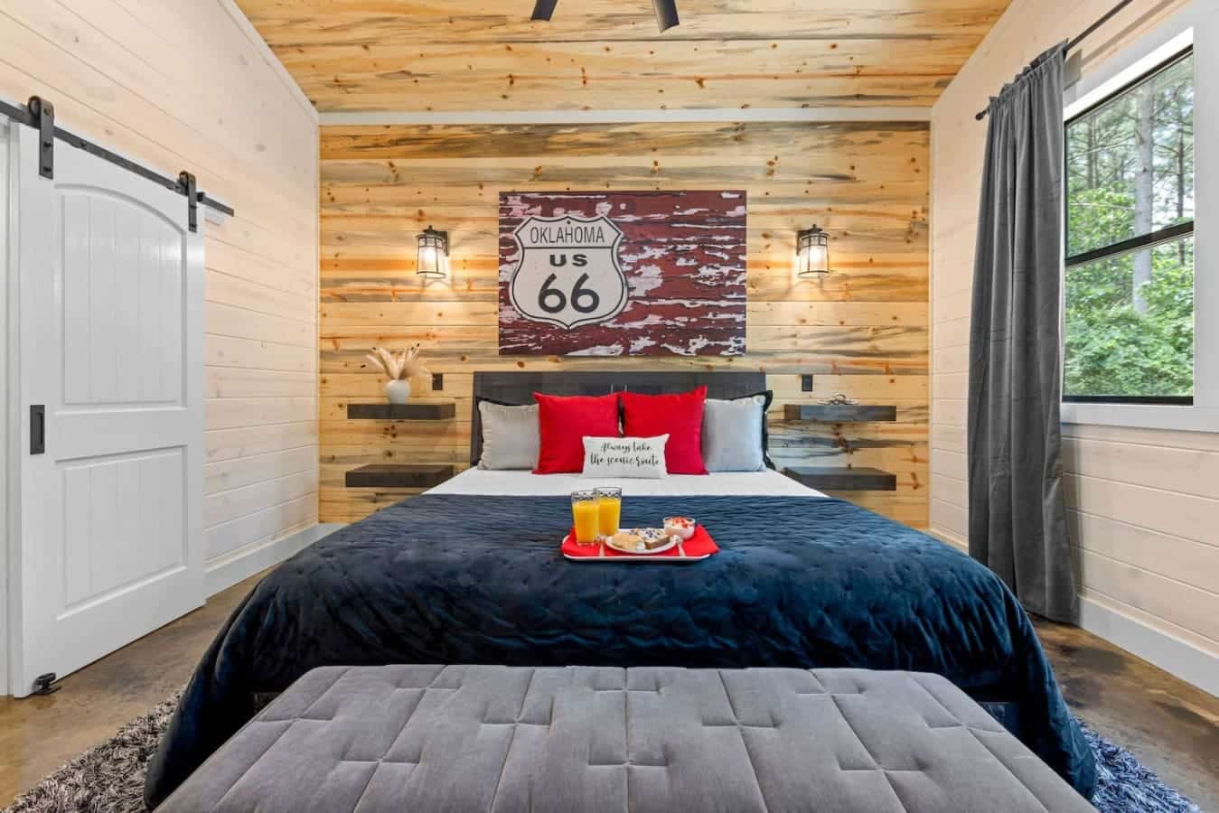 Bold vibes, soft sheets, and a touch of Americana. Sweet dreams on the scenic side.