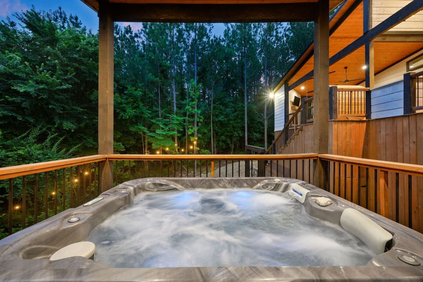 Nothing beats soaking under the stars while the trees go dark around you.
