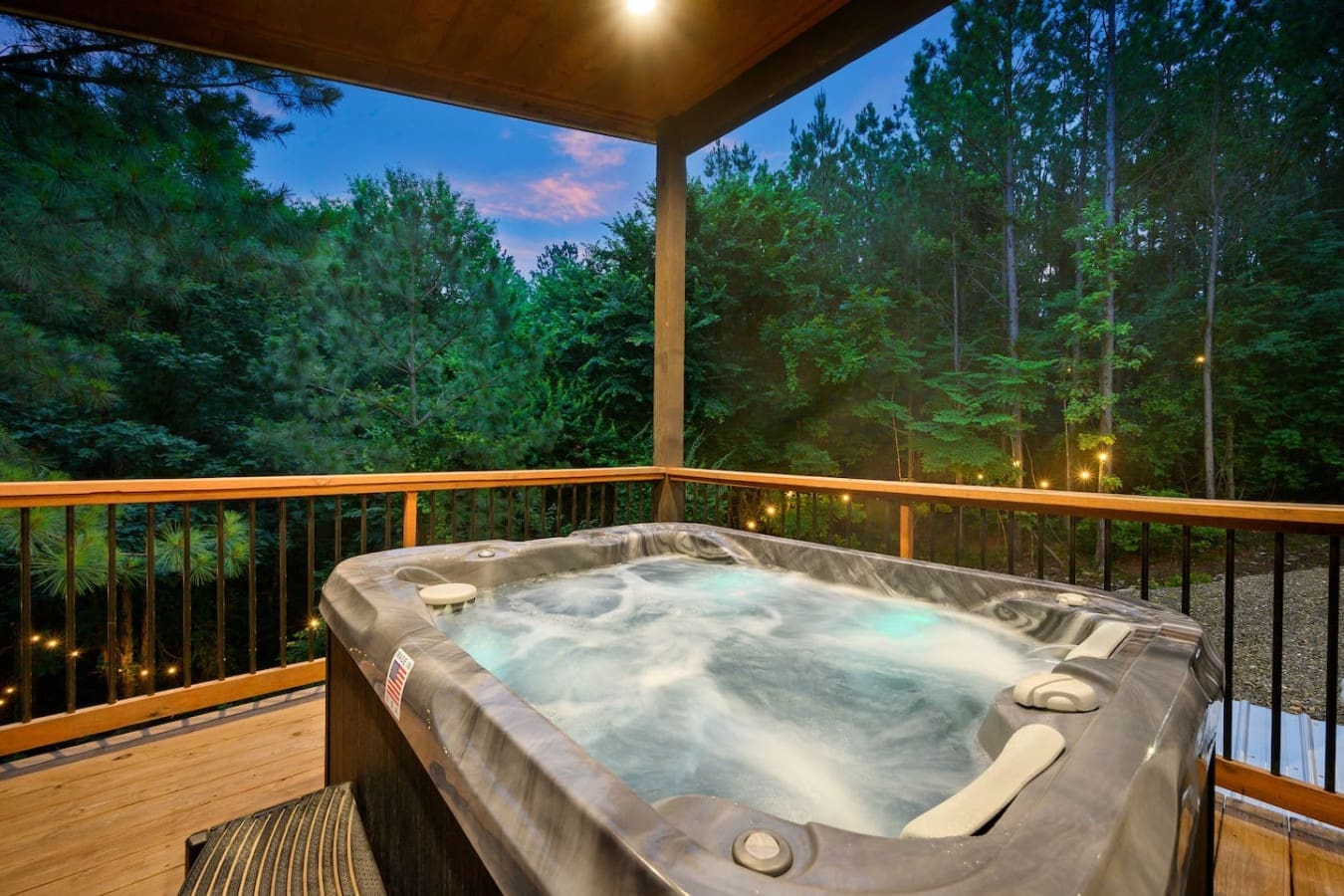 Nothing beats soaking in the hot tub as the sun disappears and the woods go quiet around you.
