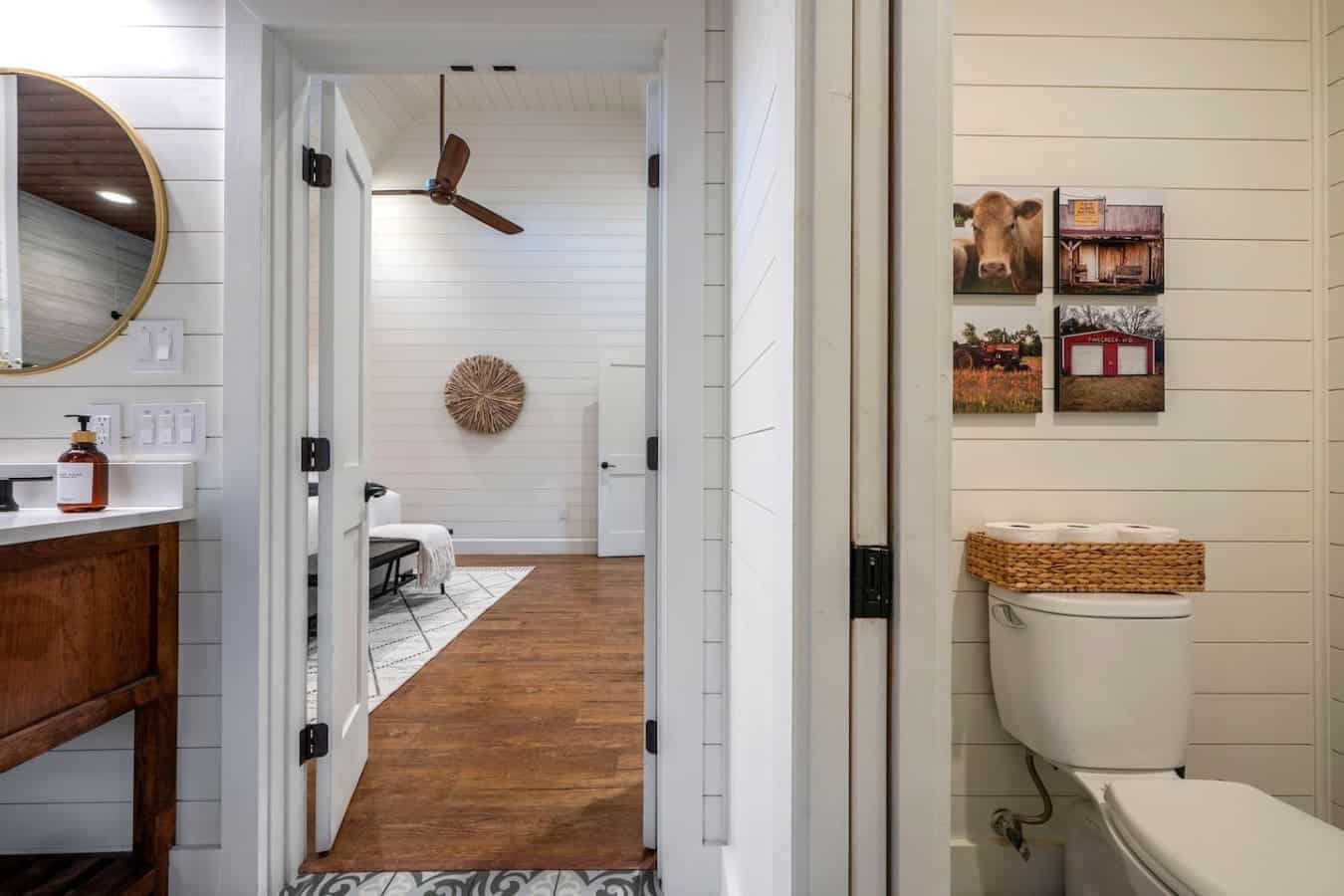 This bathroom layout is basically a game-changer when you've got a full house, since two people can actually get ready without playing bathroom tetris every morning.