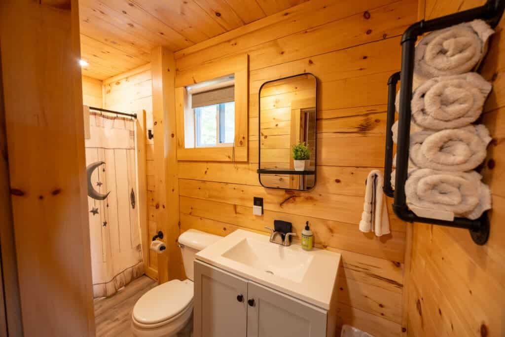 Fresh air, cozy cabin, and a warm shower after lake adventures.