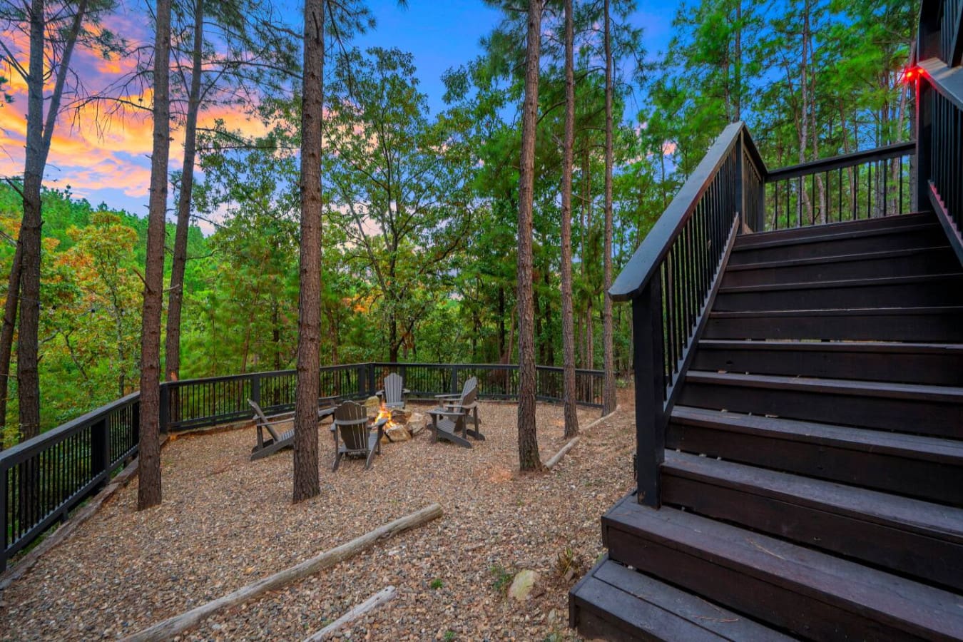 Forest nights are made for fireside chats.