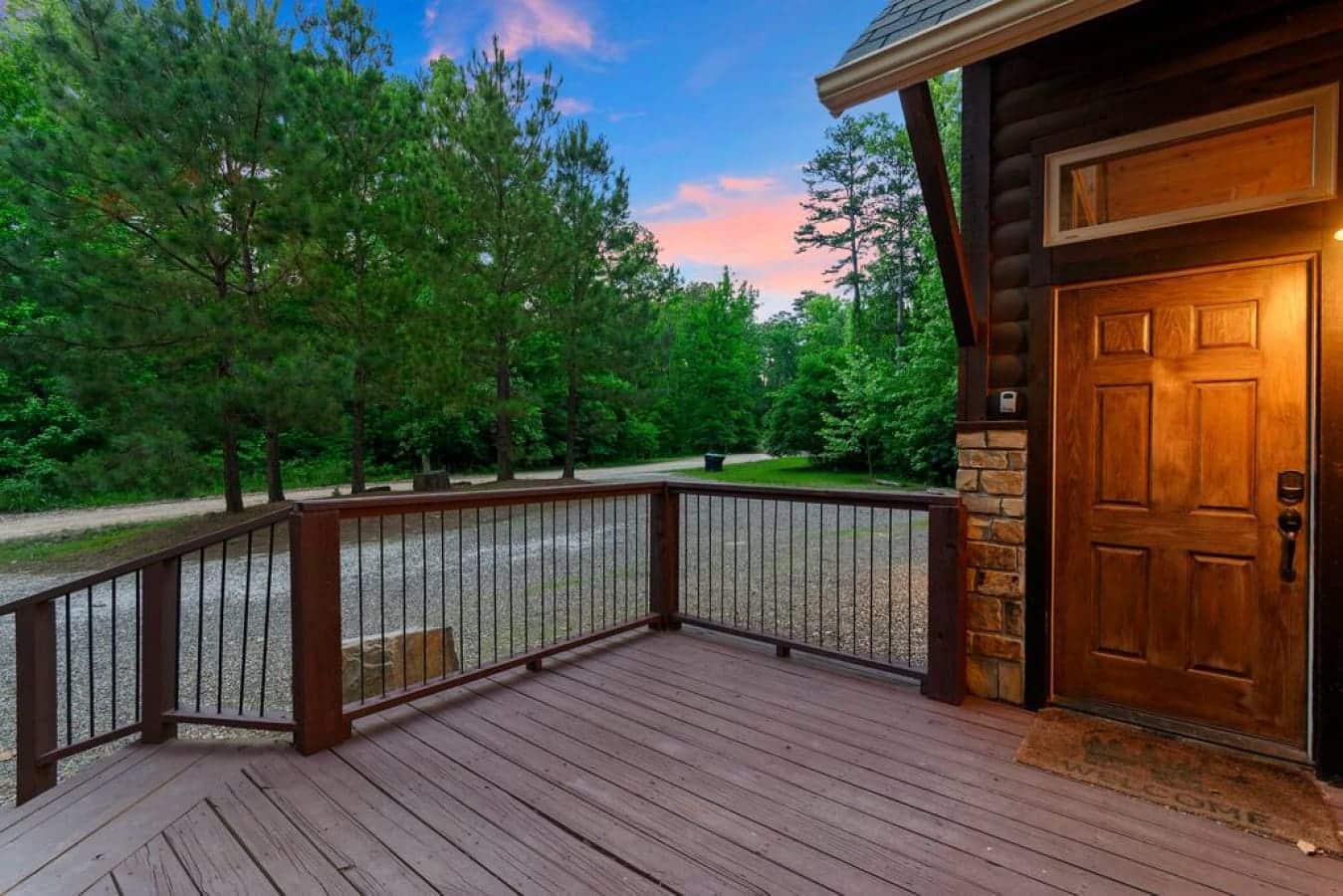 Discover peace and solitude in our cabin's wooded surroundings.