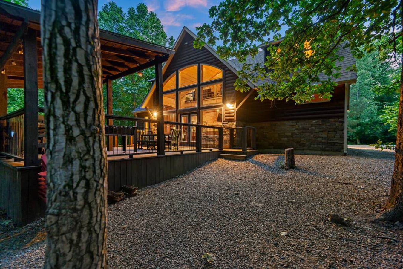 Savor the serenity of our cabin's scenic open deck.