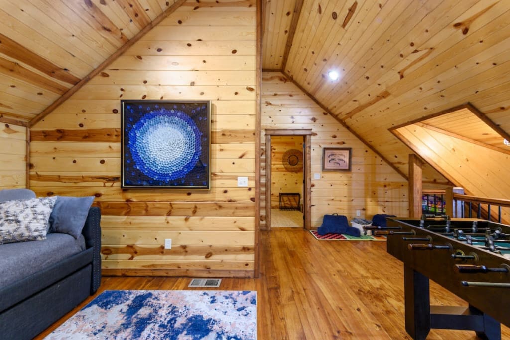 From floor to ceiling, immerse yourself in the rustic charm of wood.