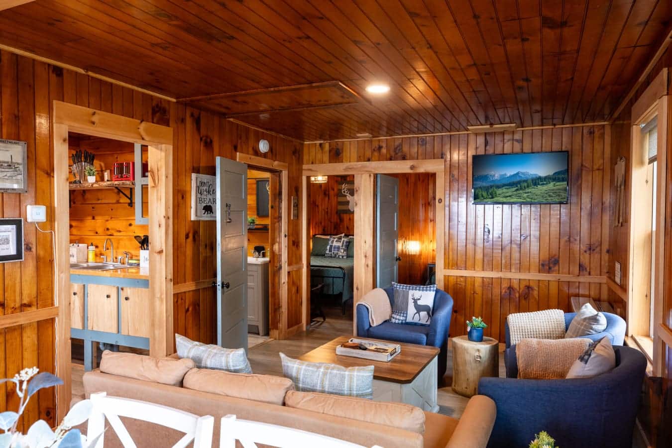 The heart of the cabin—gather, laugh, relax, repeat.