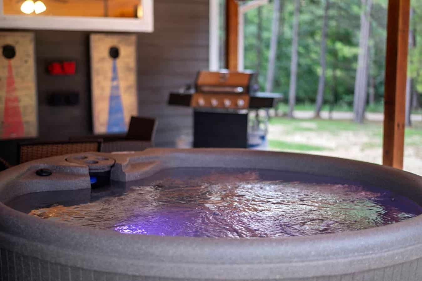 Relaxation at its finest: our bubbling hot tub.