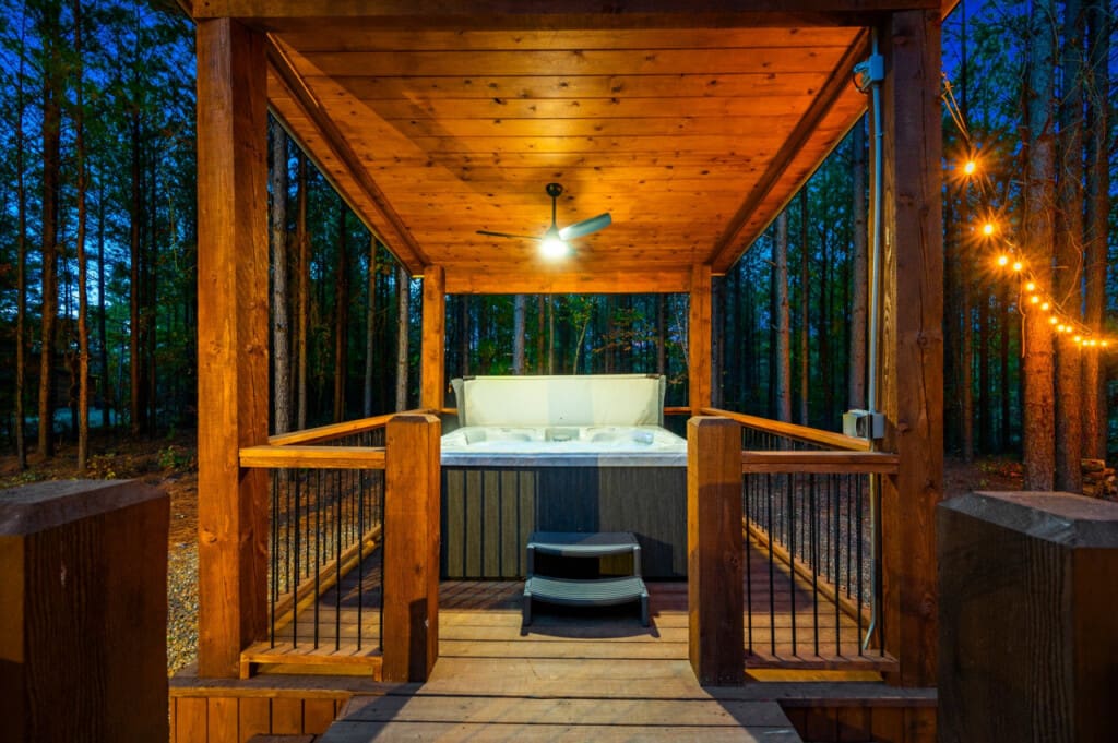 Indulge in luxury with our tranquil hot tub.