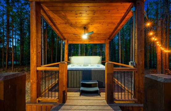 Indulge in luxury with our tranquil hot tub.