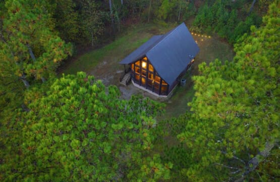 Sky-high perspective of rustic charm.