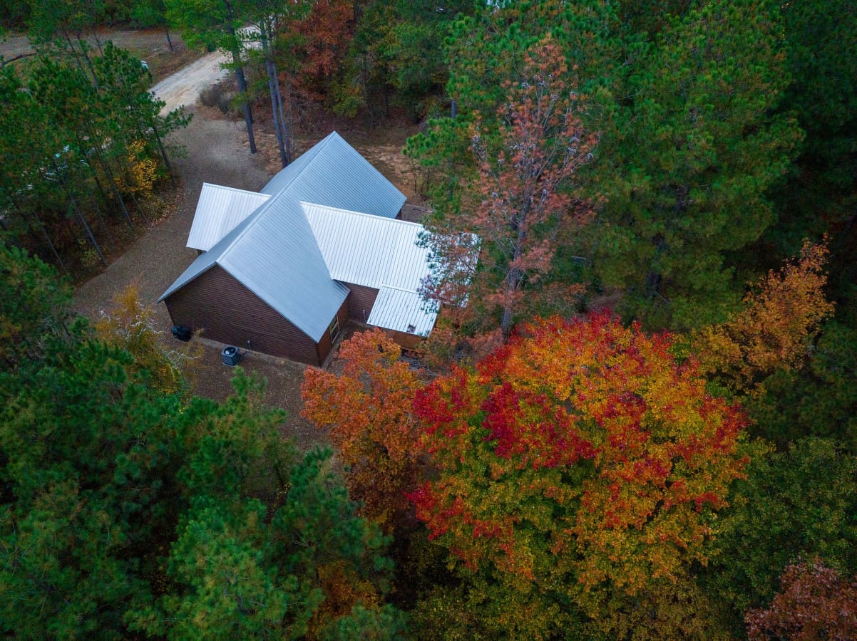 A secluded haven seen from above.