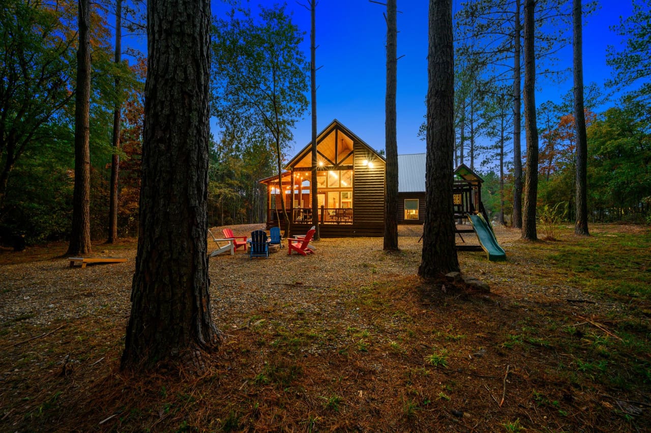 Amidst the trees, a haven of rustic charm.