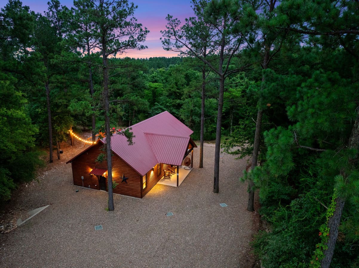 Cabin charm from above, nestled in nature
