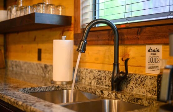 Moments of serenity, flowing from our cabin sink