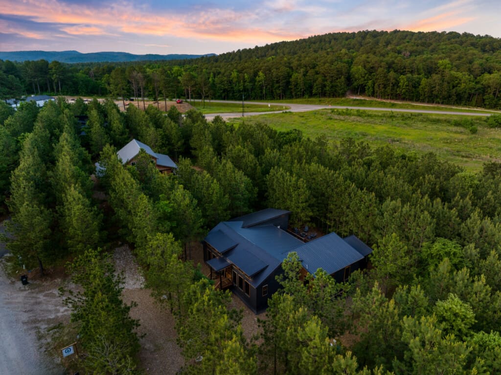 Aerial perspectives reveal the beauty of our cabin escape. 🕊️🌲