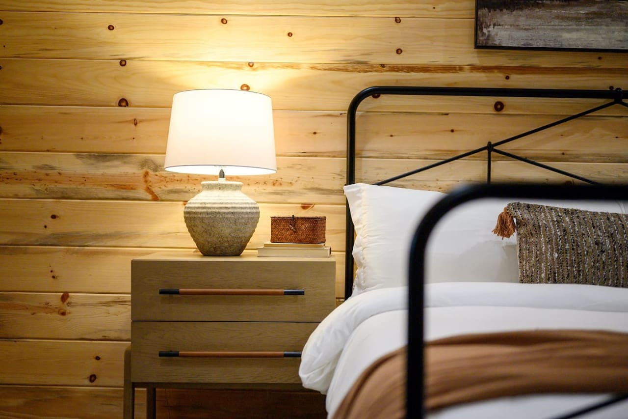 Warmth and comfort in bedside light.