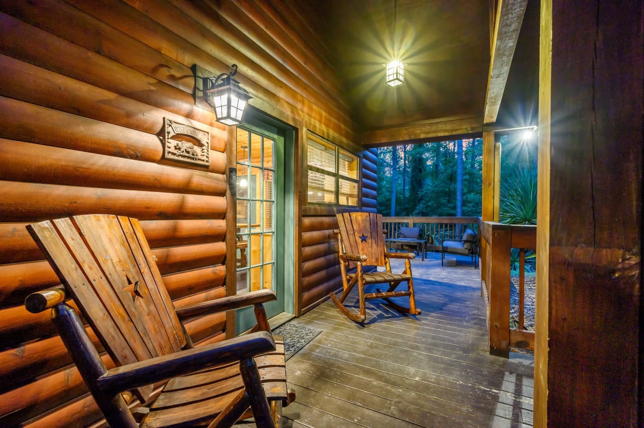 Embrace relaxation with the gentle sway of our rustic rocking chairs.