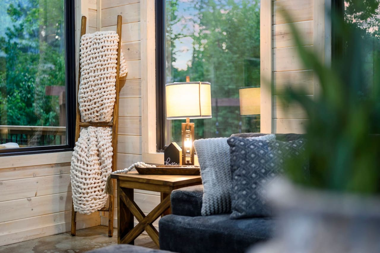 My favorite nook for curling up with a good book and a warm blanket!