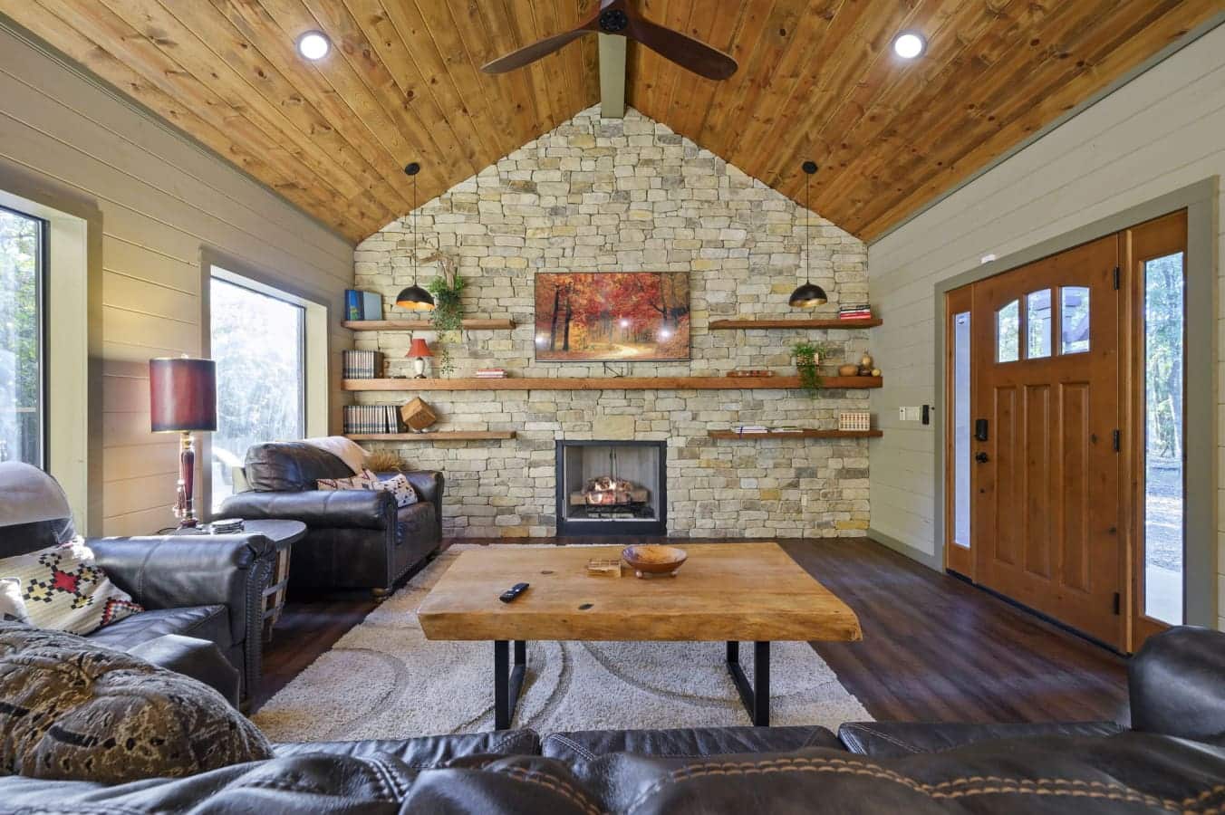Comfortable living space with cozy touches.