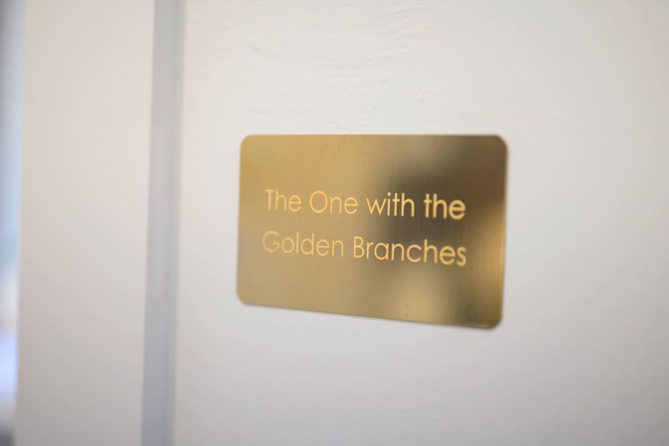This sleek brass plaque with its elegant engraved message basically sets the tone for a stay where someone has thought through every single detail to make you feel genuinely welcome.