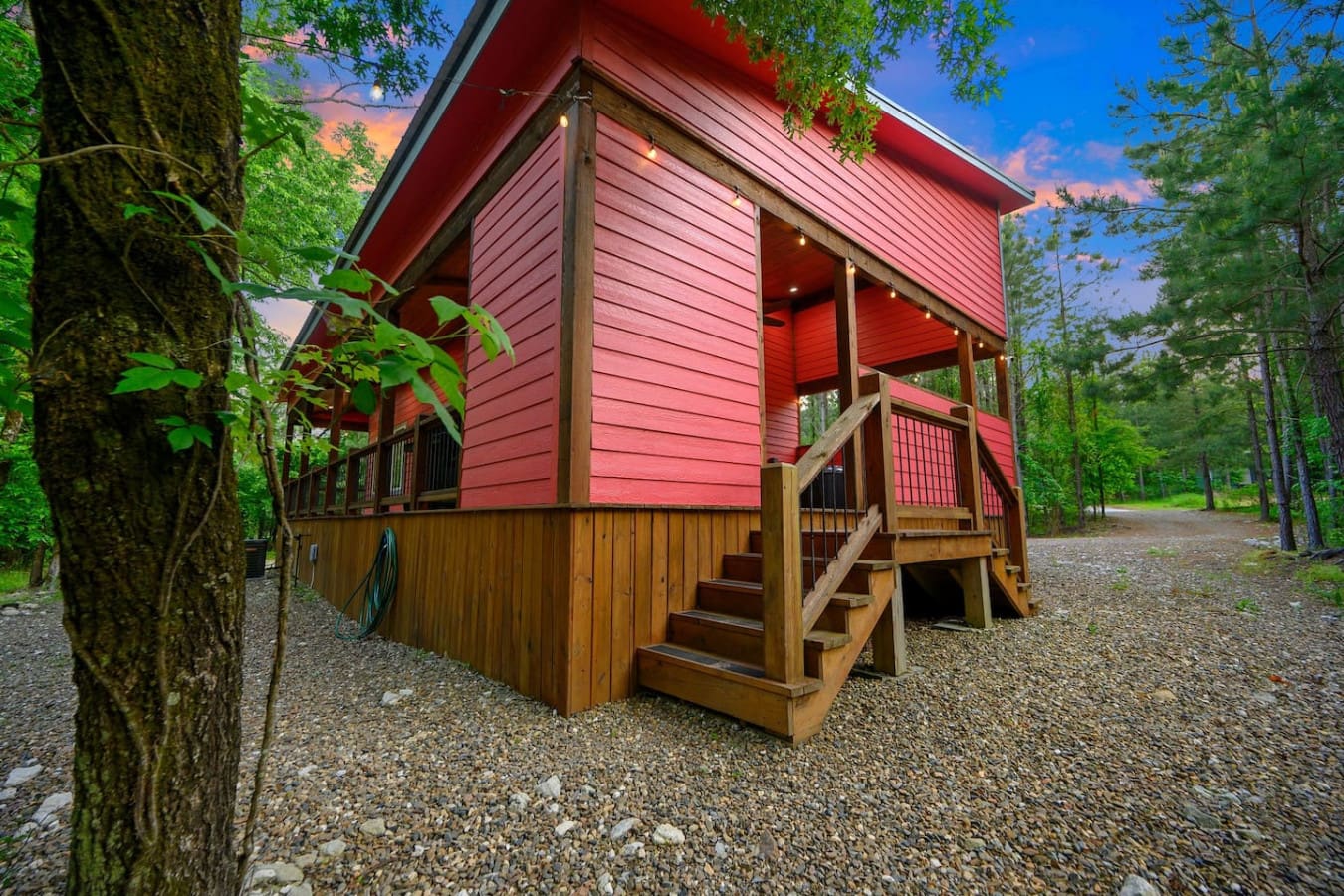 This sturdy wooden deck is basically your command center for the entire trip—whether you're morning-coffee-gazing at the trees or midnight-stargazing with the forest totally quiet around you.