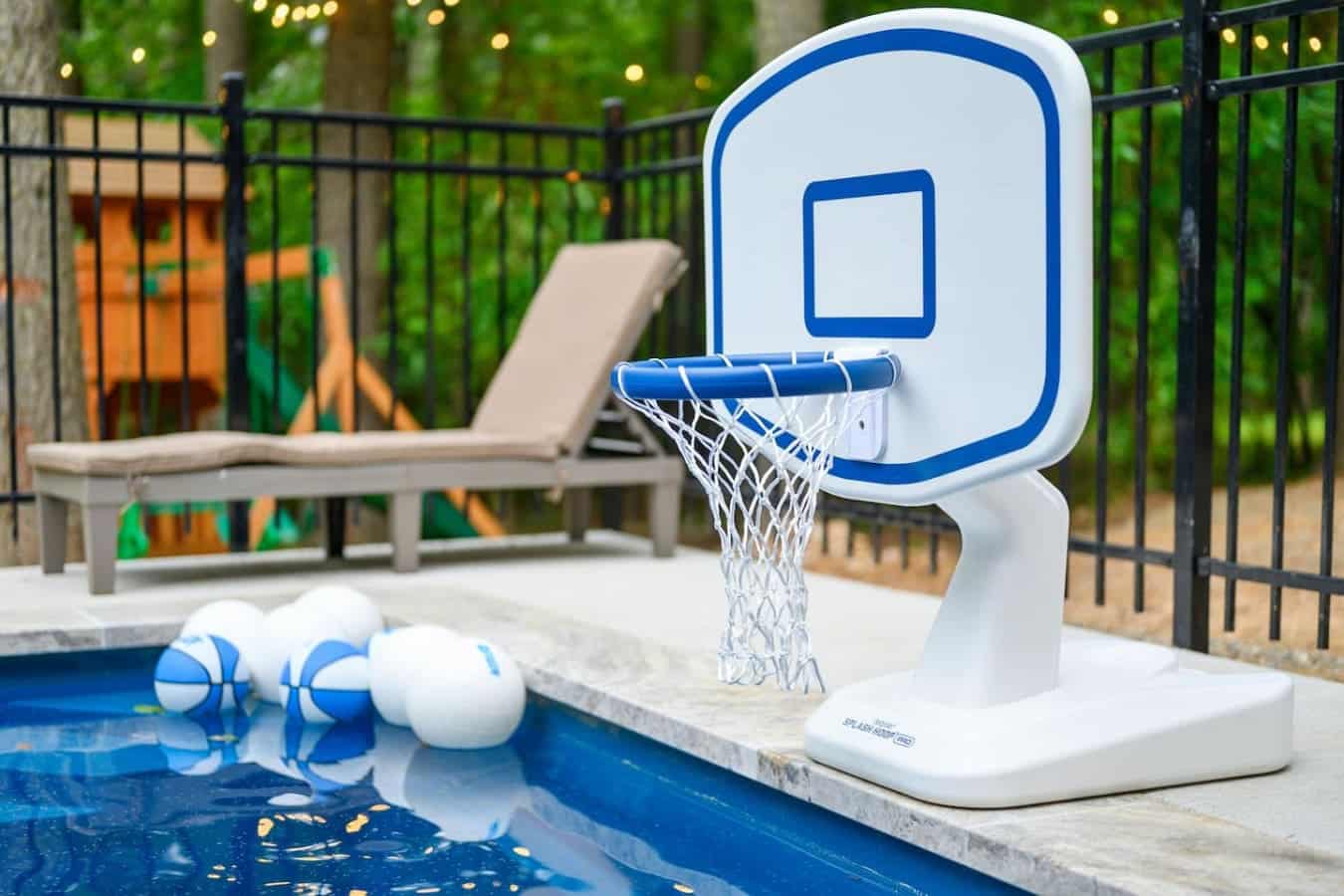 If you've got a crew that actually likes to play together, this poolside basketball setup makes sure nobody's bored between swims.