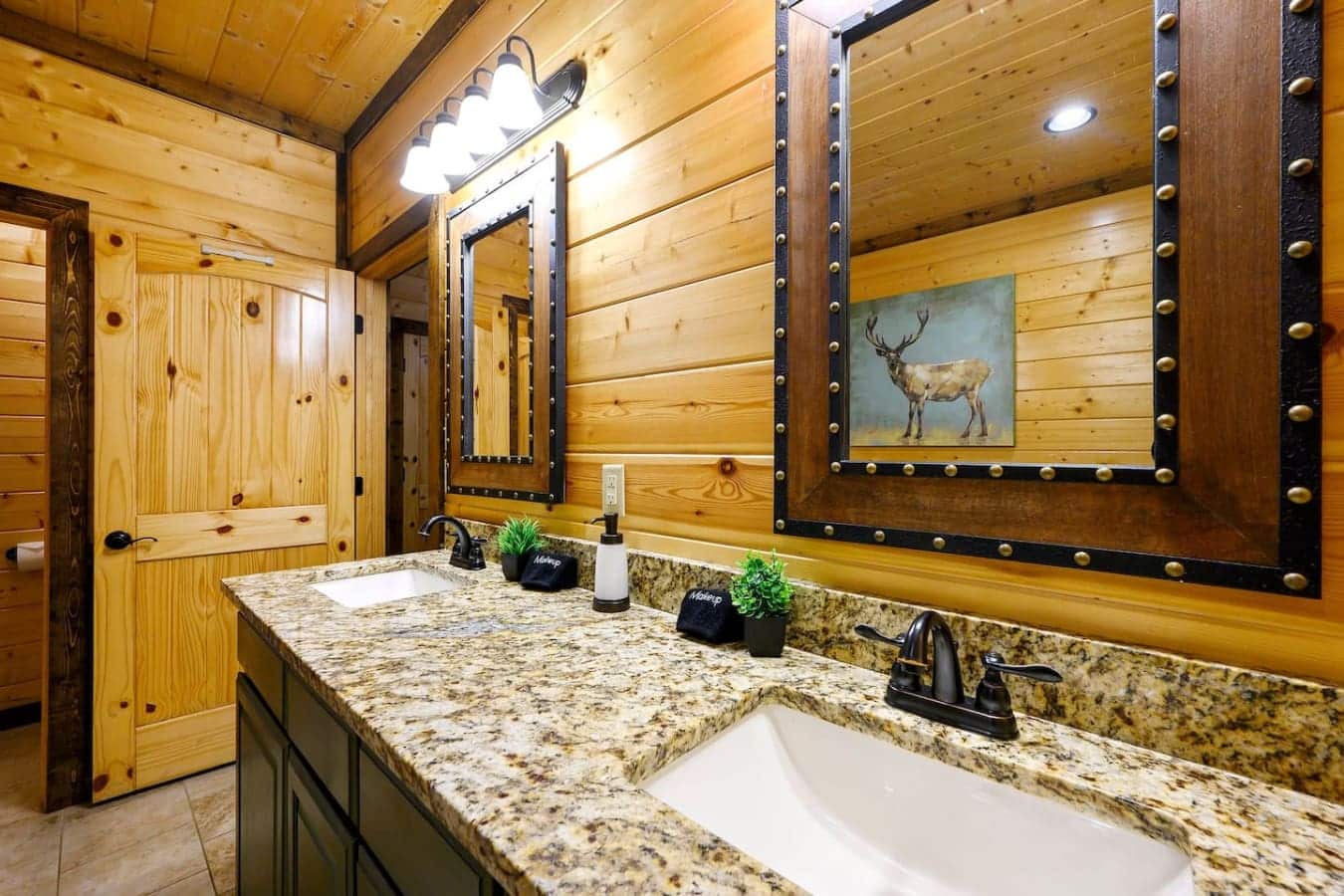 This dual-sink bathroom setup means you and your crew can actually get ready at the same time instead of playing bathroom roulette all week.