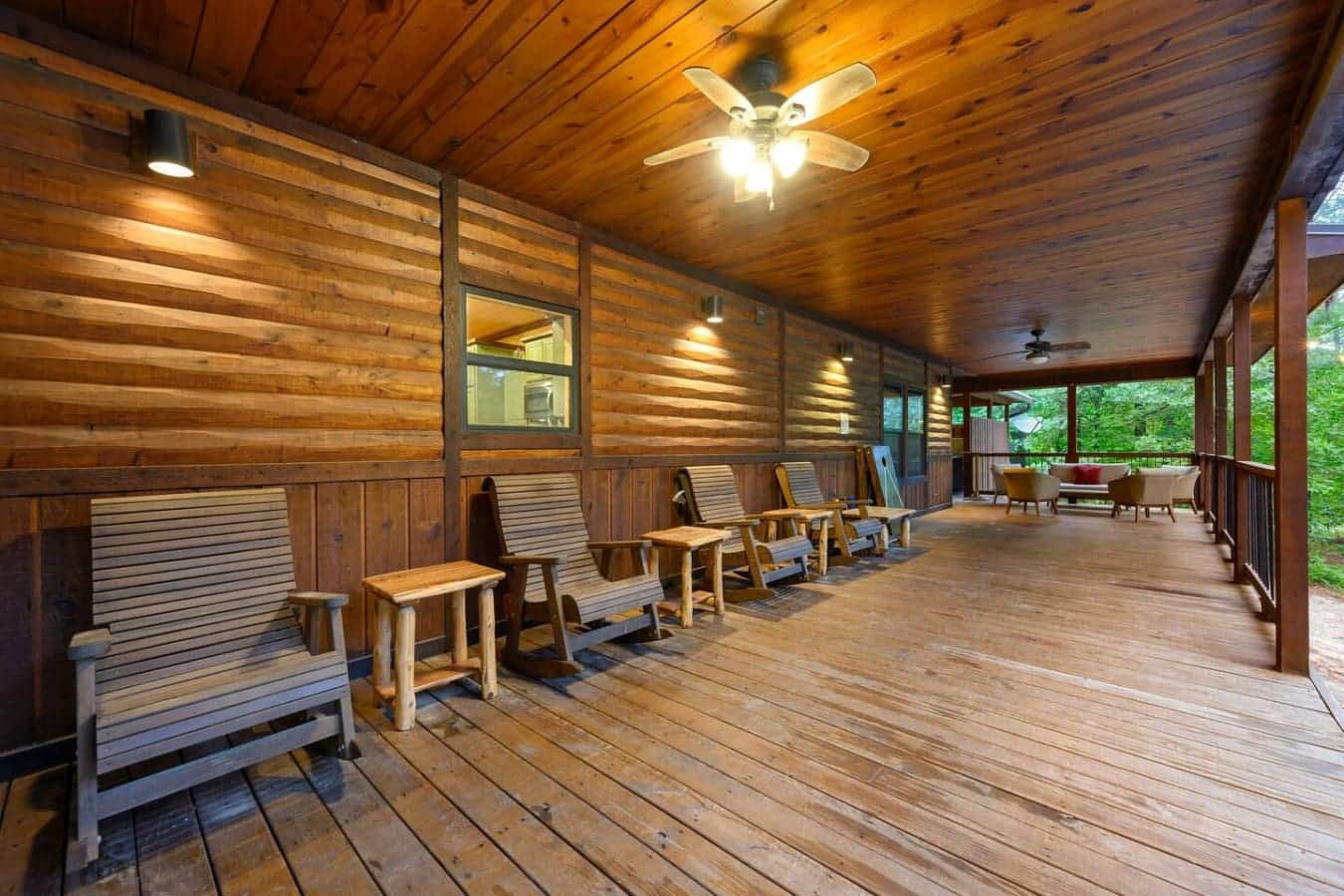 This covered porch is basically your headquarters for the week—pull up a chair, settle in, and you might not leave this spot until it's time to go home.