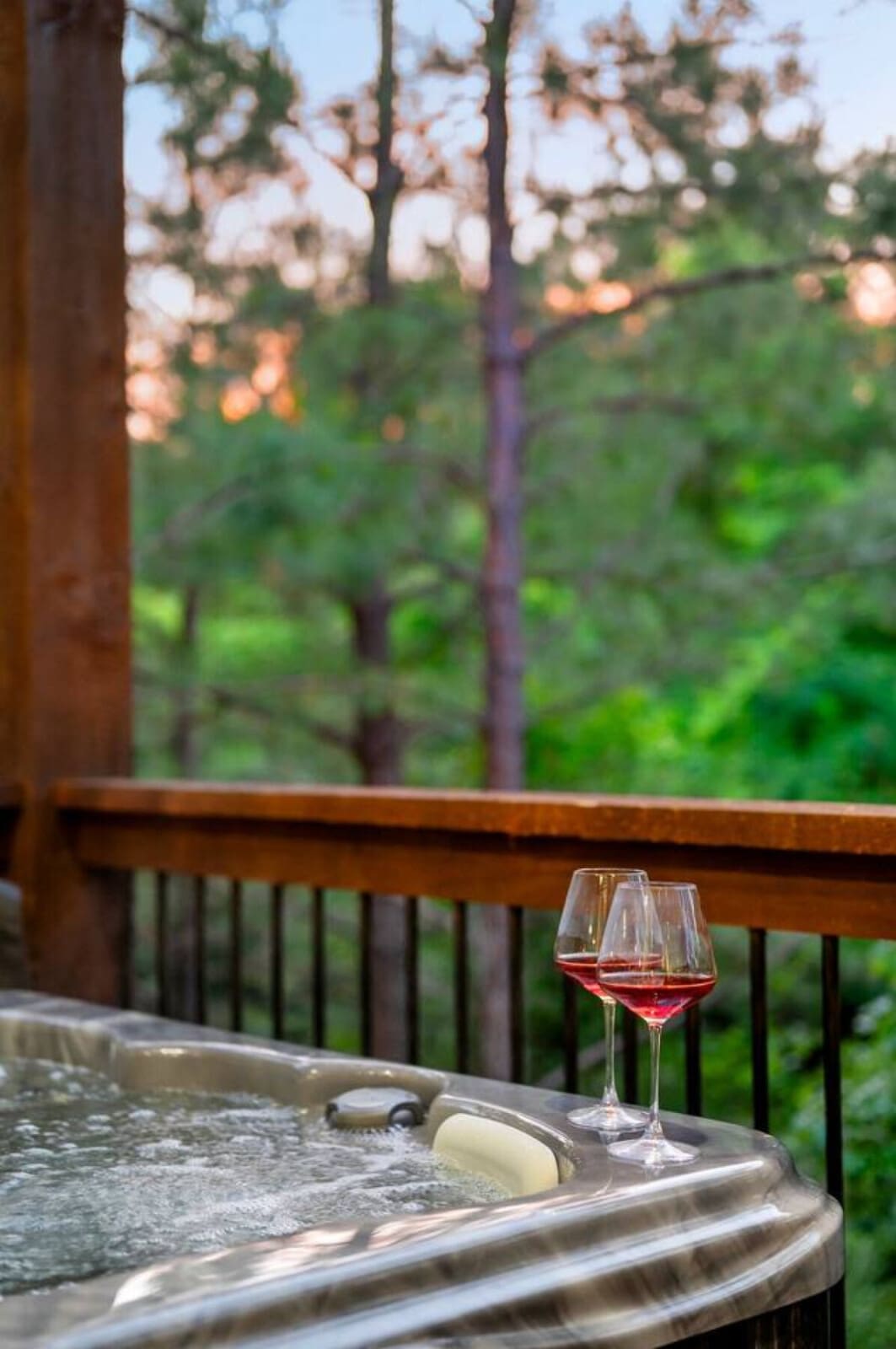 There's something about a hot tub overlooking the quiet forest at golden hour that makes you realize you're exactly where you need to be.