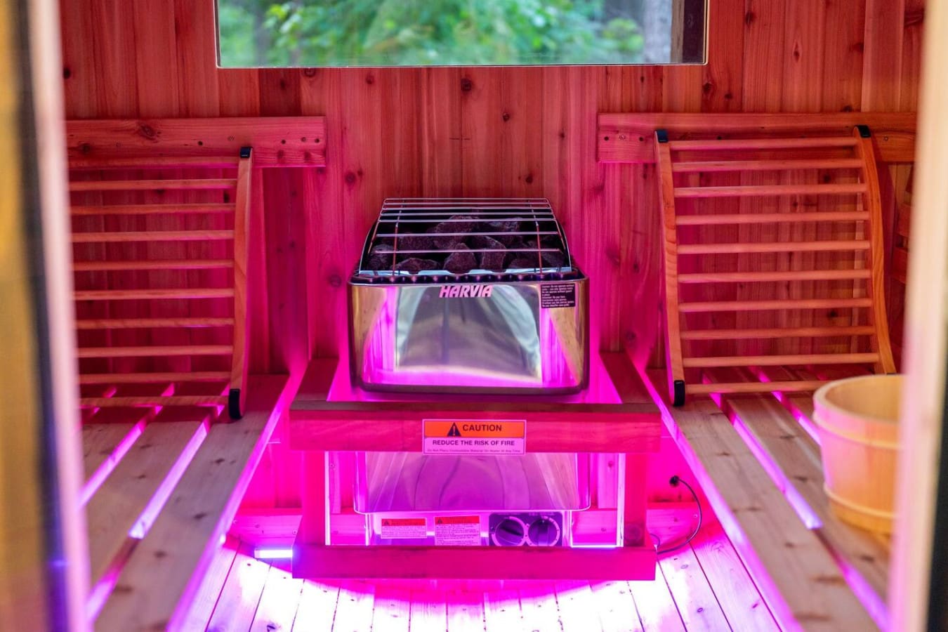 This sauna is basically your personal wellness retreat—just fire it up, settle into the wooden benches, and let the heat do all the work while you completely disconnect.