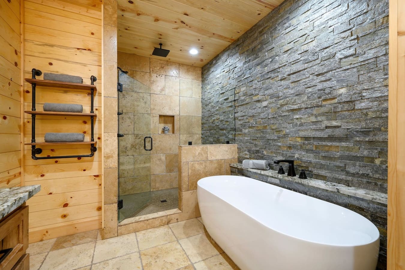 Rustic bliss starts with a hot bath.