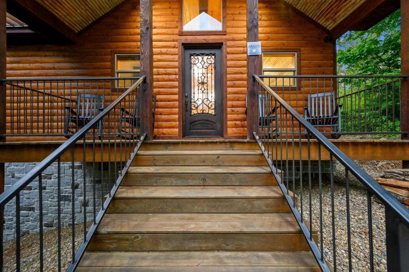 A warm welcome awaits behind this wooden door.